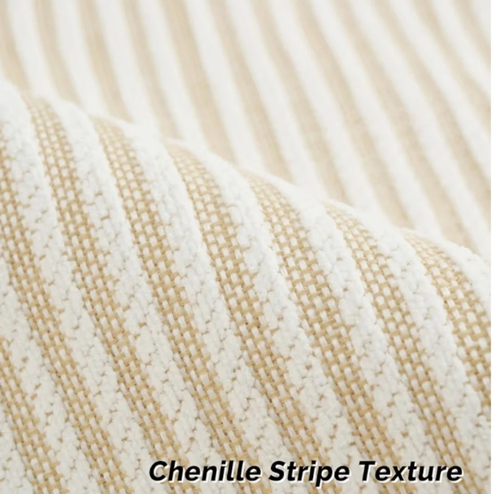 2 Beige Decorative Throw Pillow Covers 24x24‎ Striped Cover Euro Sham NWOT